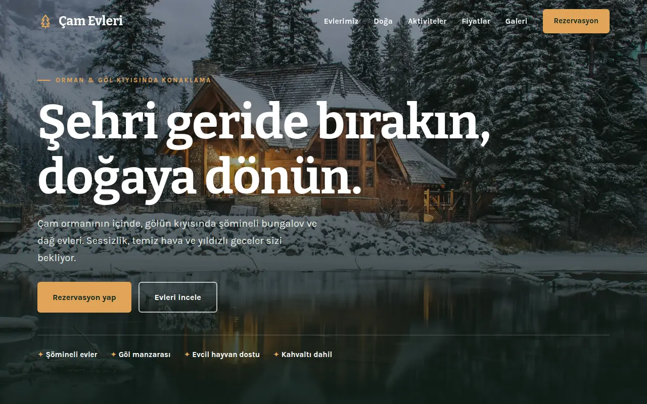 Bungalov & Dağ Evi Web Sitesi — Çam Evleri